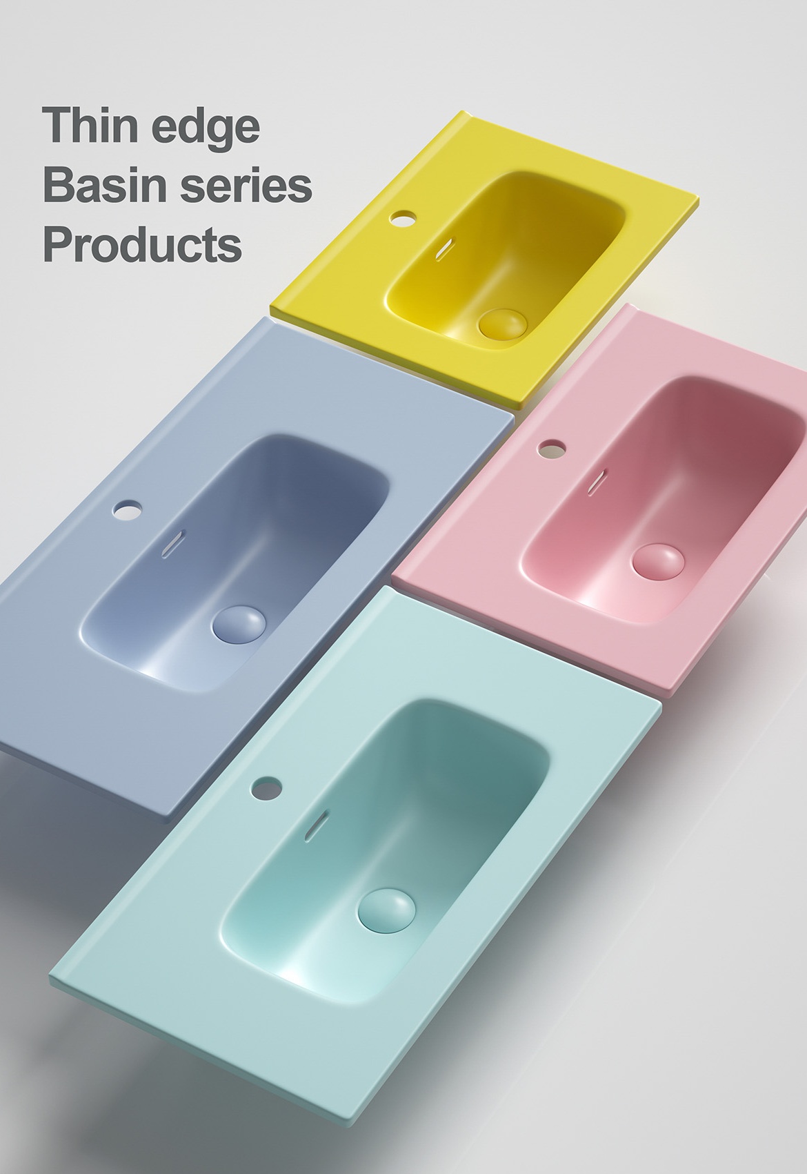 Colored ceramic basins shown in the CADIA catalogue