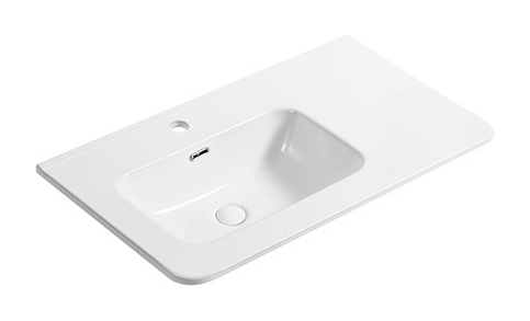 D81 Left Rounded left offset basin ceramic vanity top