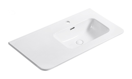 D91 Right Rounded right offset basin ceramic vanity top