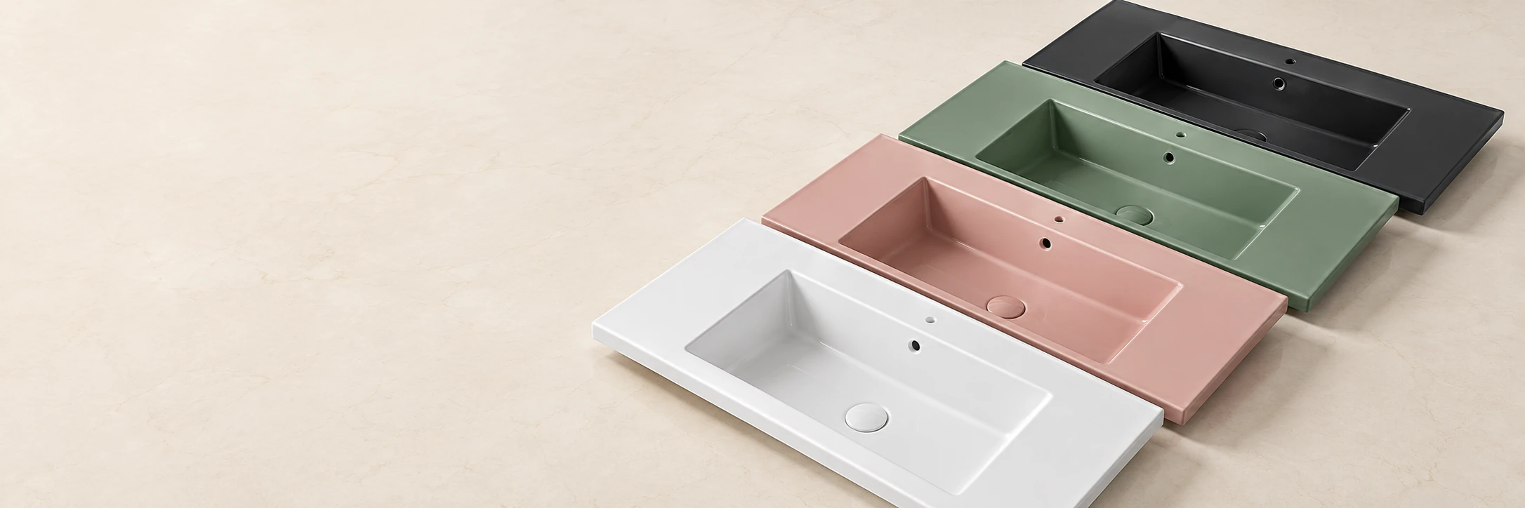 Assorted ceramic basin finishes — generated concept placeholder